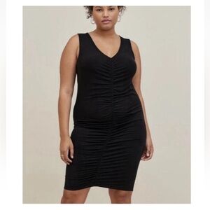 Torrid Black Ruched Midi Dress